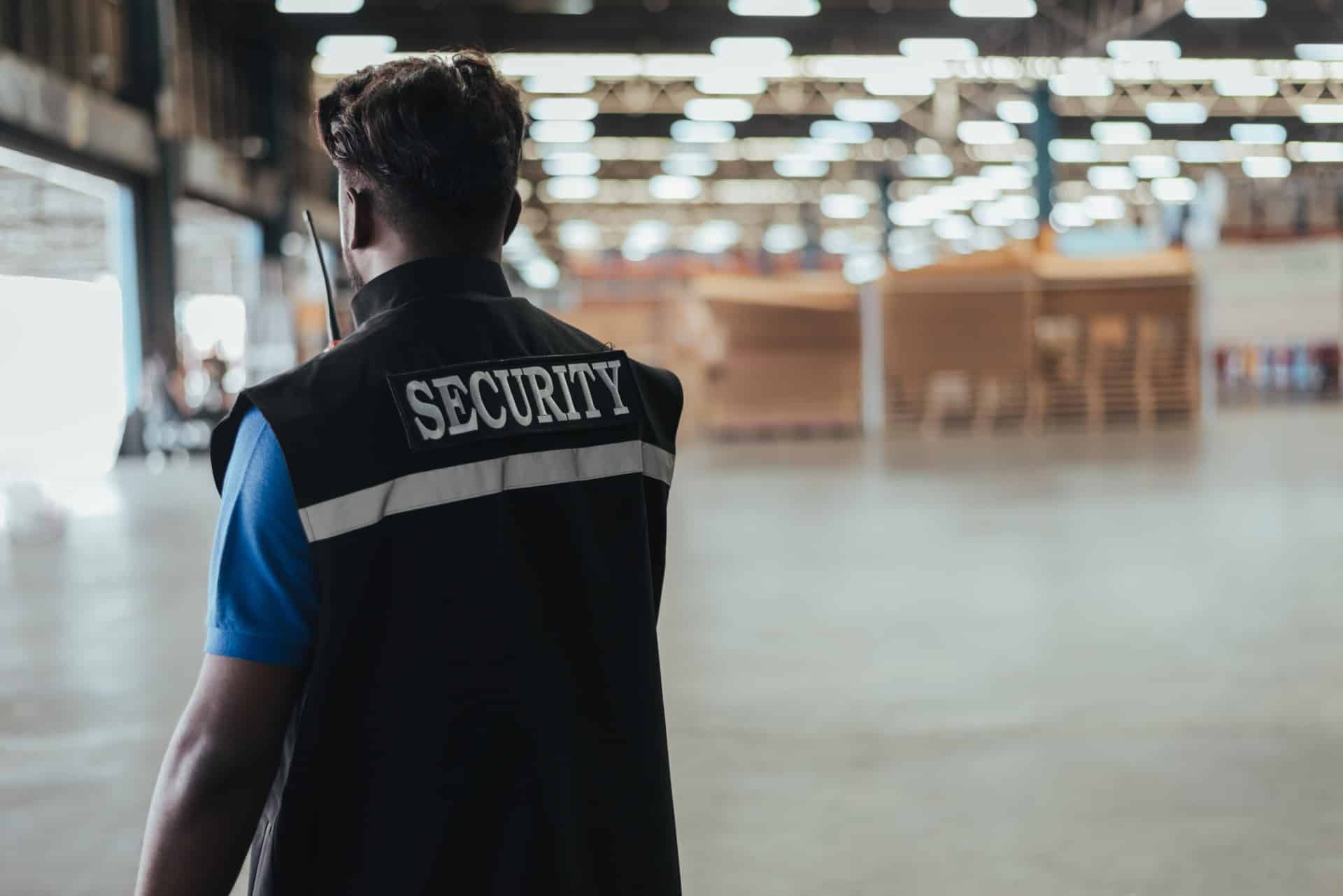 warehouse protected by skilled security guard